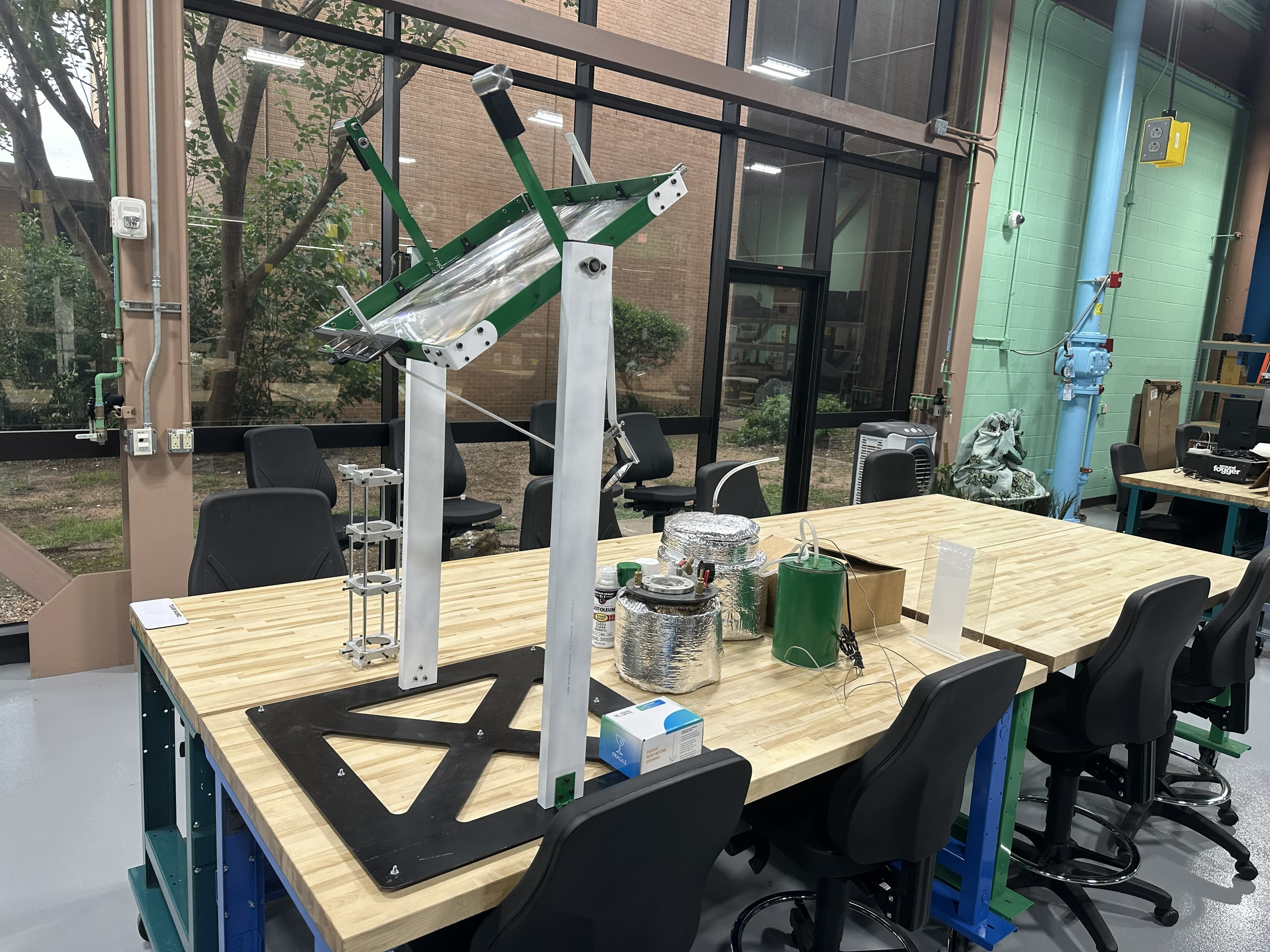Completed automated Fresnel-lens solar tracking system.