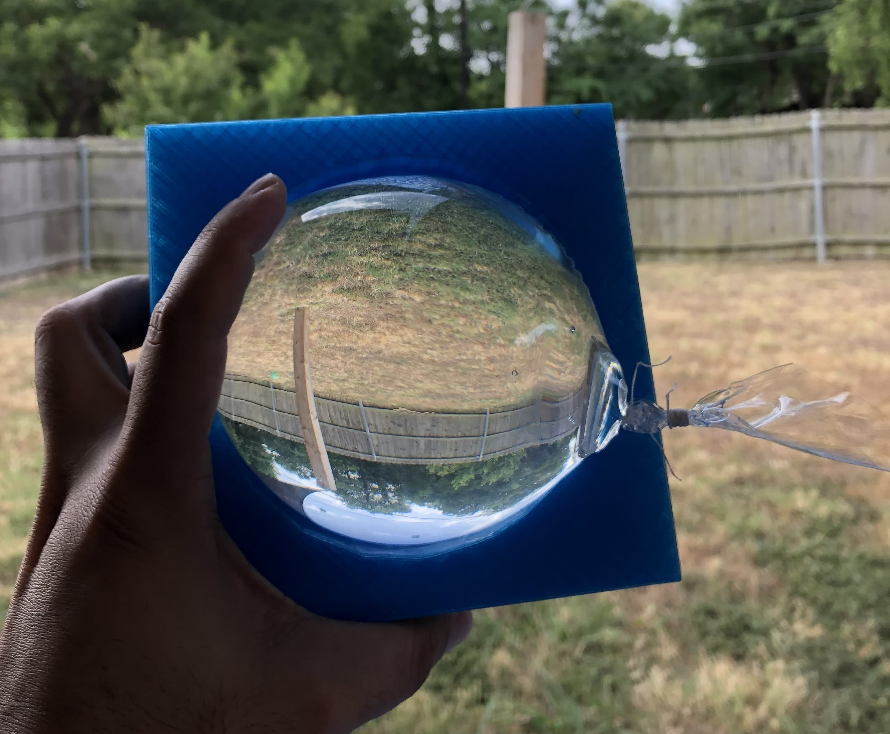 Early experiment investigating an inexpensive approach to solar concentration.